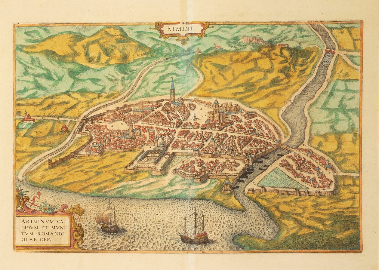 Carte de Rimini de Civitates Orbis Terrarum par Georg Braun - Georg Braun and Hogenberg Franz