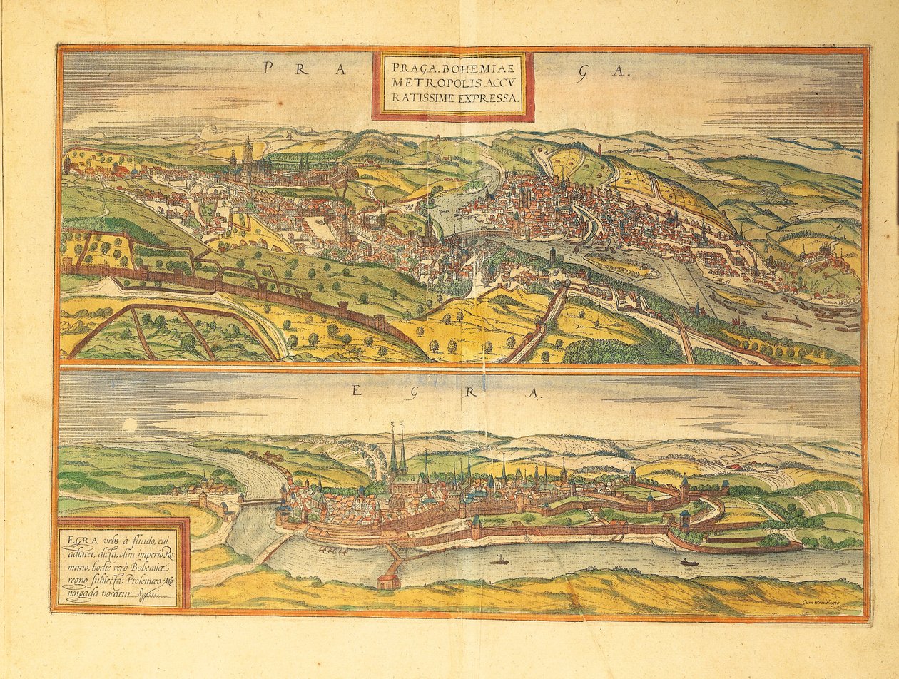 Prague et Cheb, Eger de Civitates Orbis Terrarum - Georg Braun and Hogenberg Franz