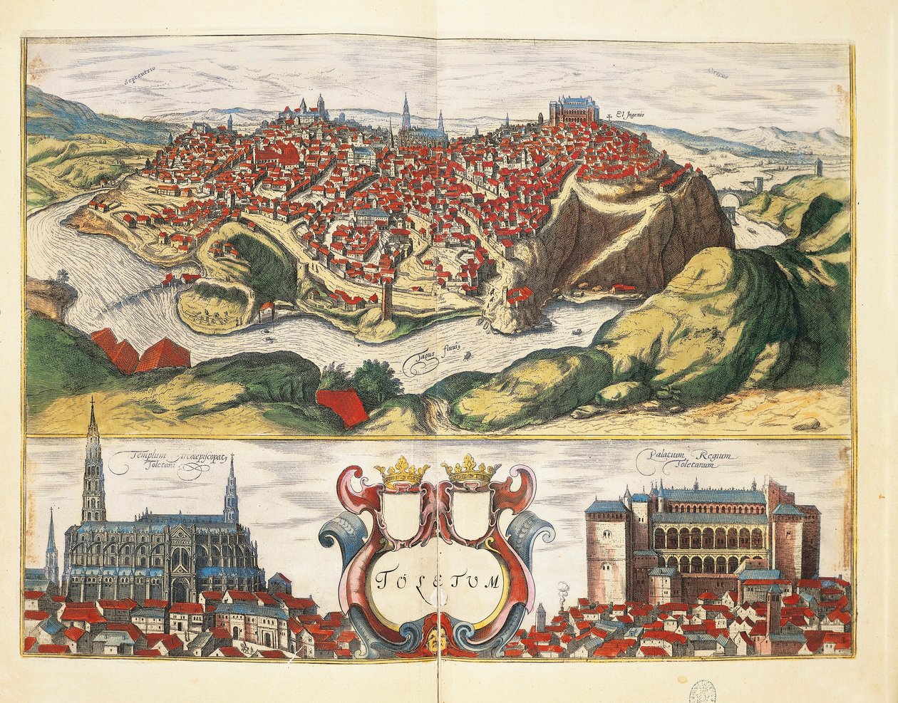 Espagne, Tolède, Ville de Tolède du Civitates Orbis Terrarum par Georg Braun et Franz Hogenberg, gravure - Georg Braun and Hogenberg Franz