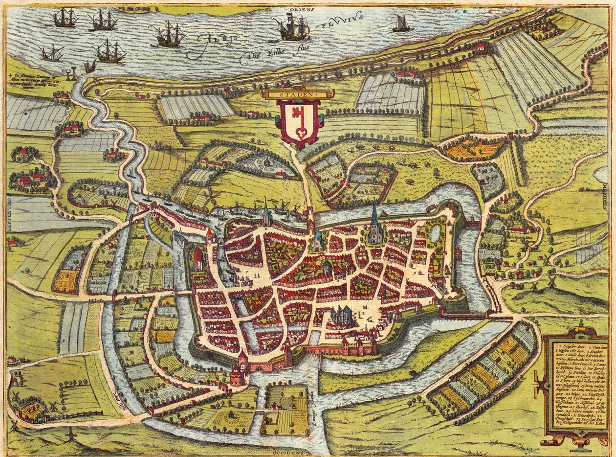 Stade, Hambourg, Allemagne - Georg and Hogenberg Franz (1535-90) Braun