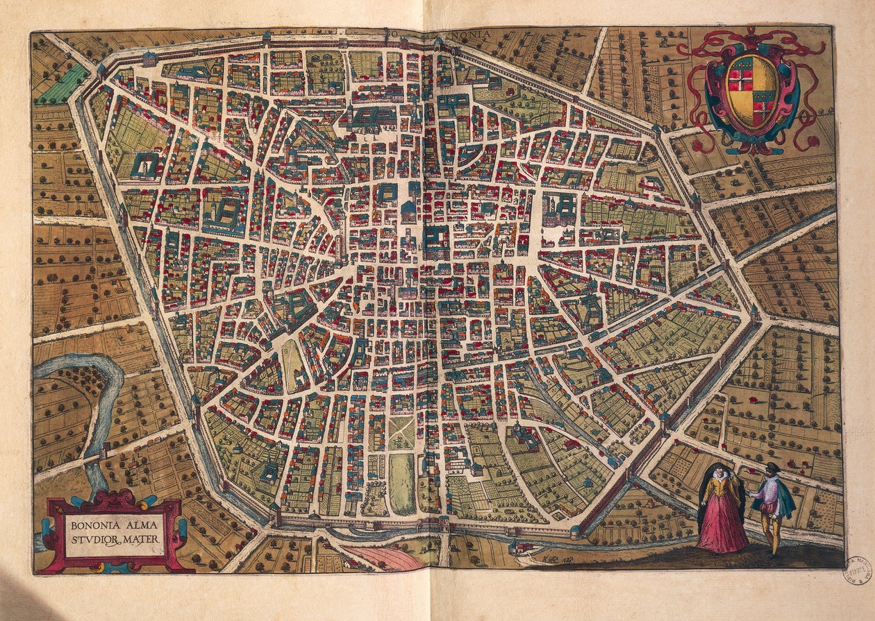 La ville de Bologne, de Civitates Orbis Terrarum par Georg Braun - Georg Braun and Hogenberg Franz