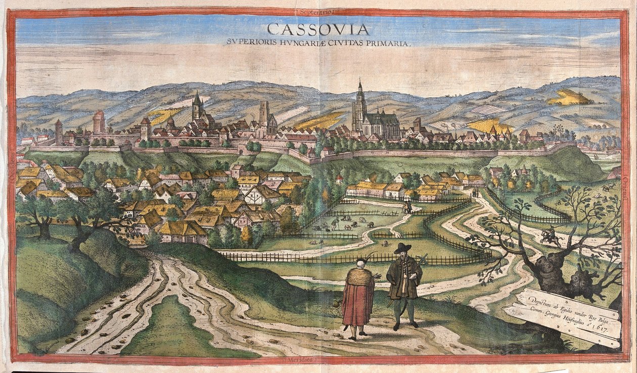 Kosice (Cassovia), Slovaquie (gravure) - Georg Braun and Hogenberg Franz