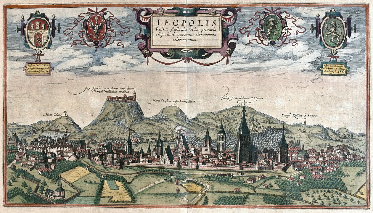 Lviv (Lvov), Ukraine (gravure) - Georg Braun and Hogenberg Franz
