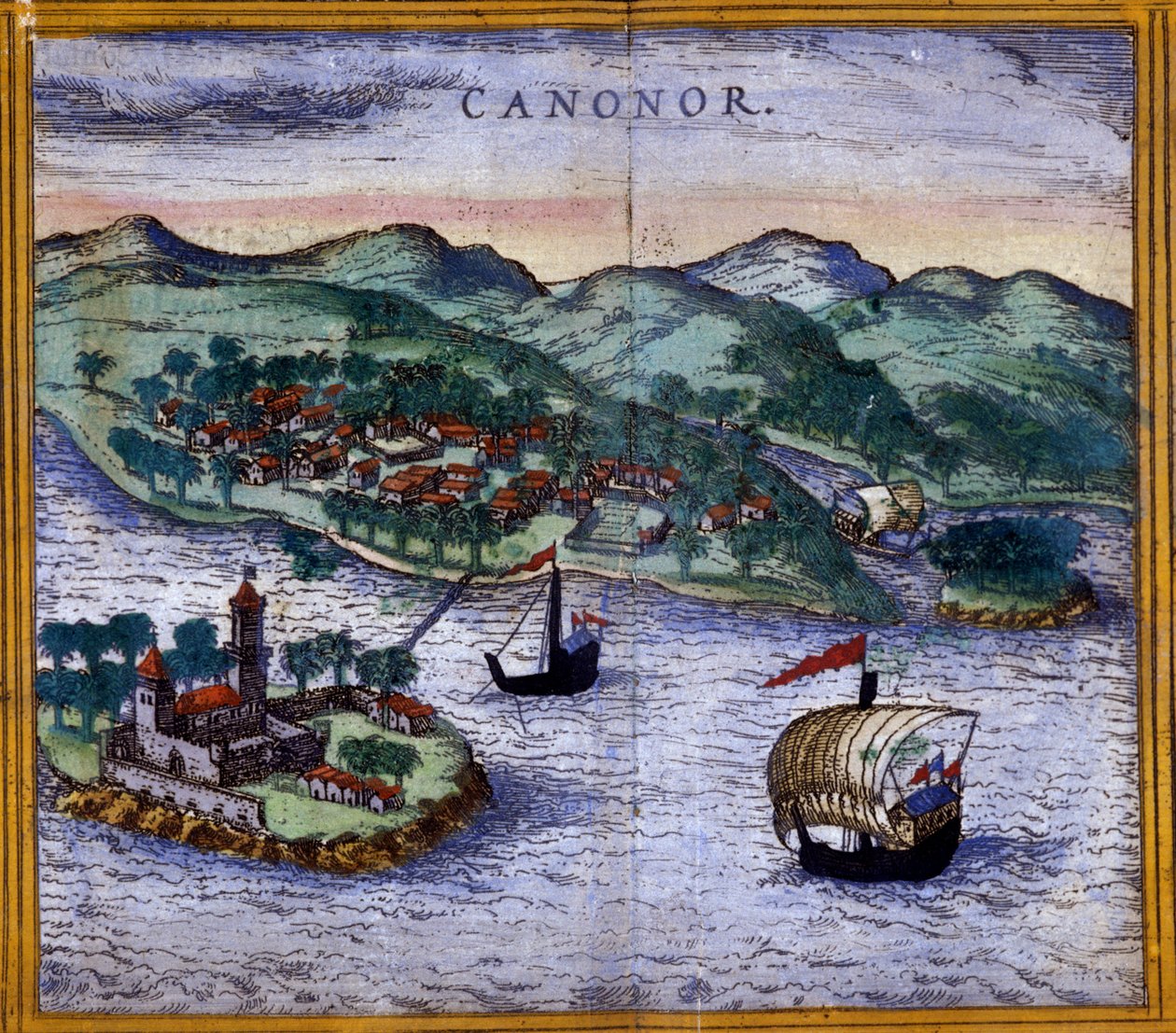 Vue de Canonor (ou Cannanore) en Inde d