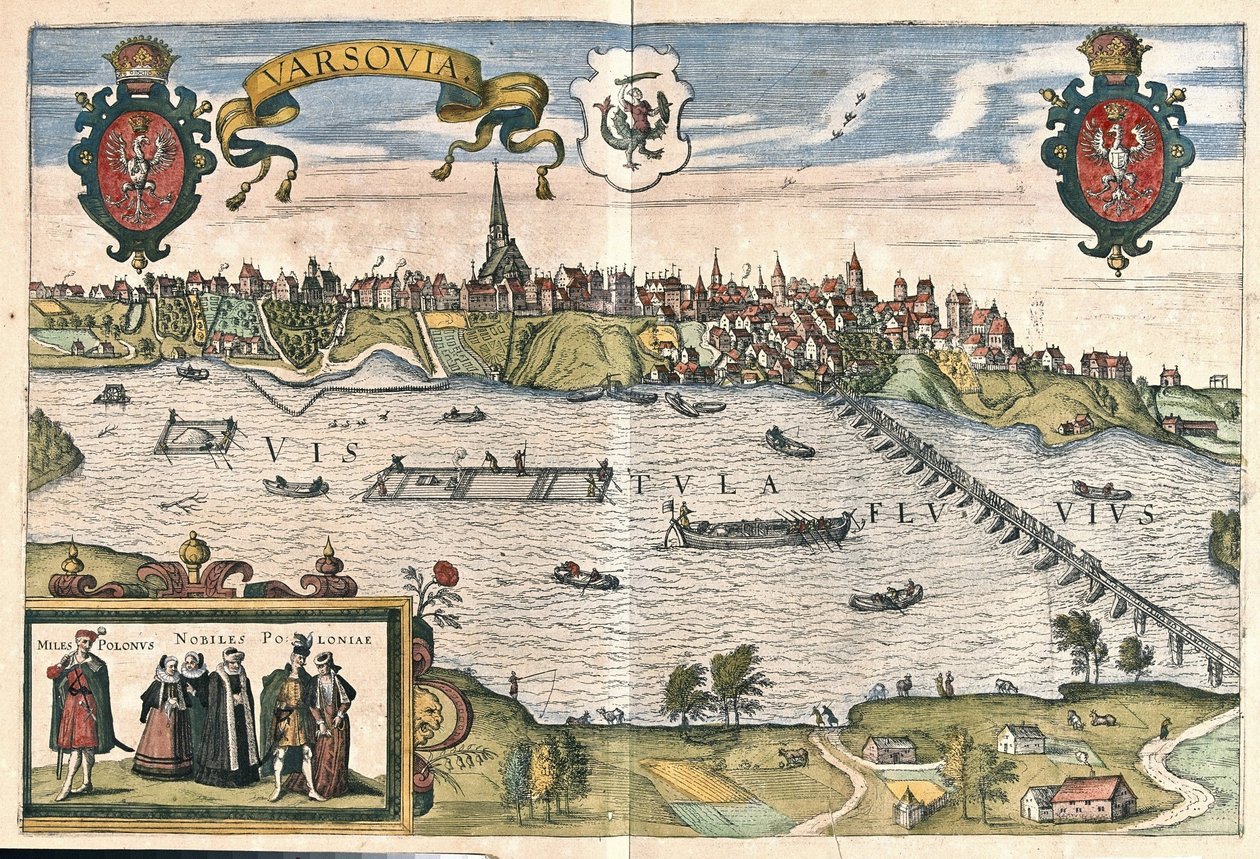 Varsovie, Pologne (gravure) - Georg Braun and Hogenberg Franz