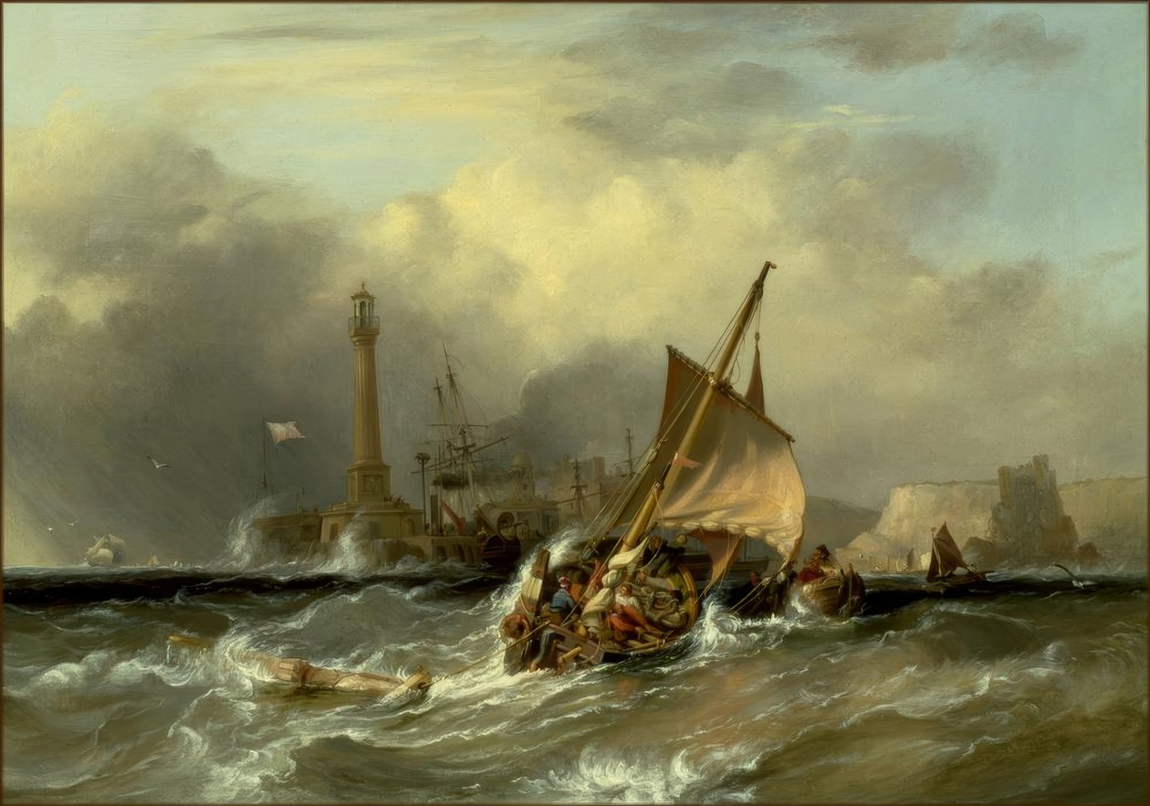 Navires dans un fort courant devant Margate - George Chambers