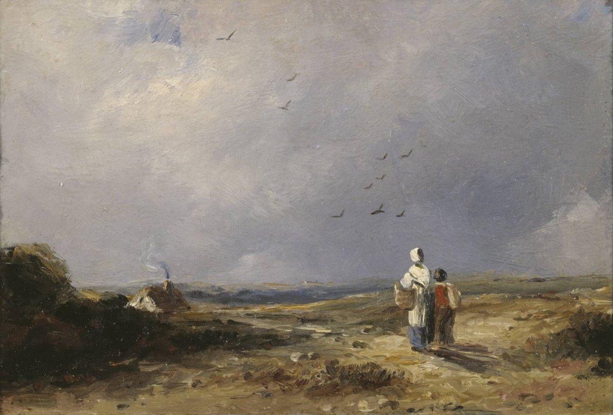 Paysage avec chaumière et personnages - George Constable