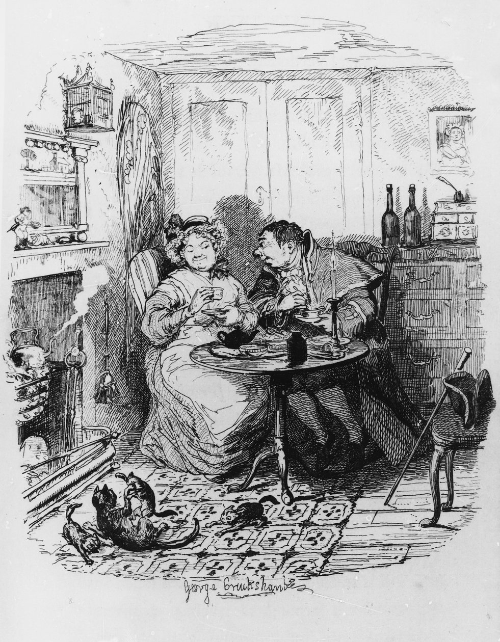 M. Bumble et Mme Corney prenant le thé, de 