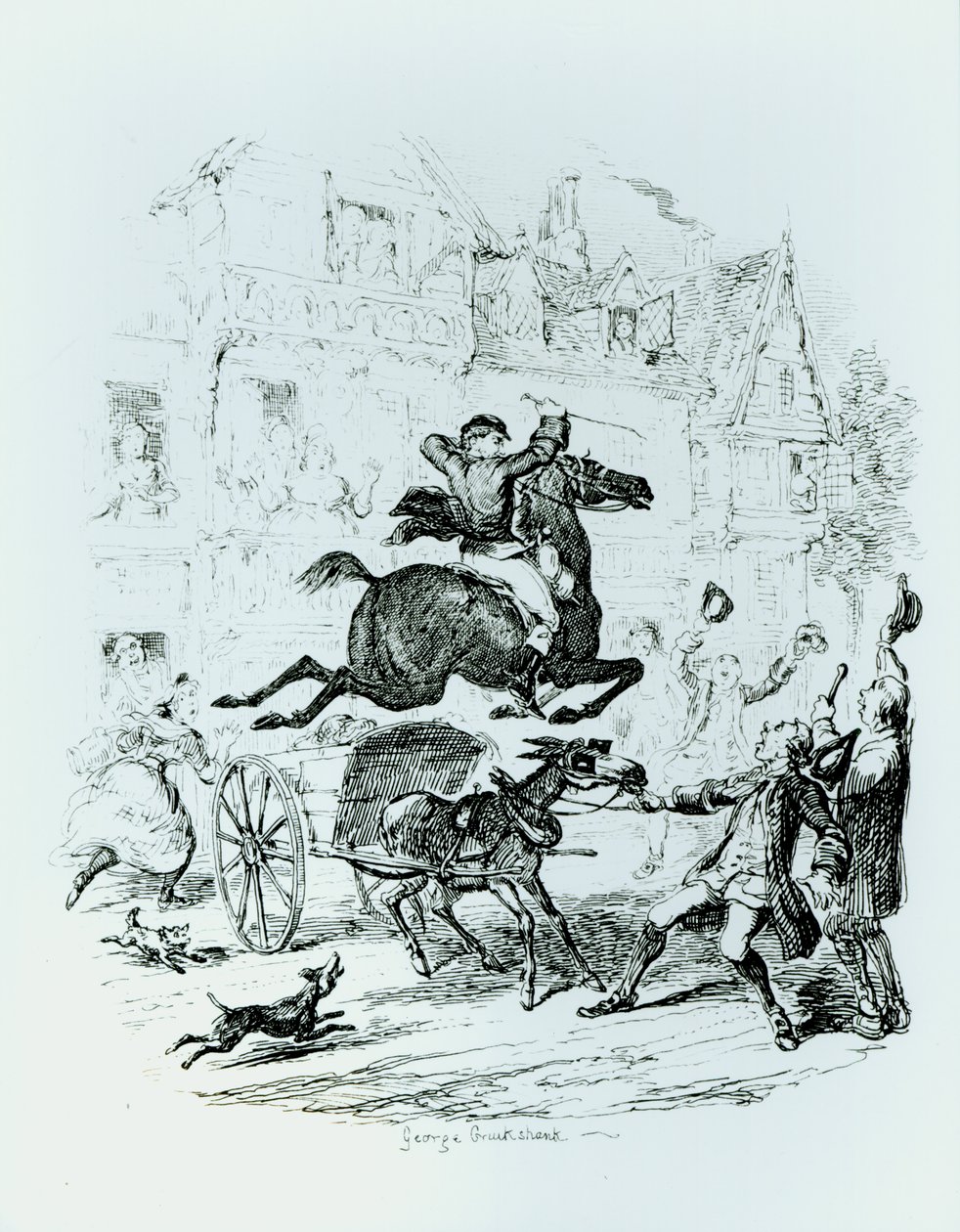 La fuite de Turpin (1705-39) à travers Edmonton - George Cruikshank