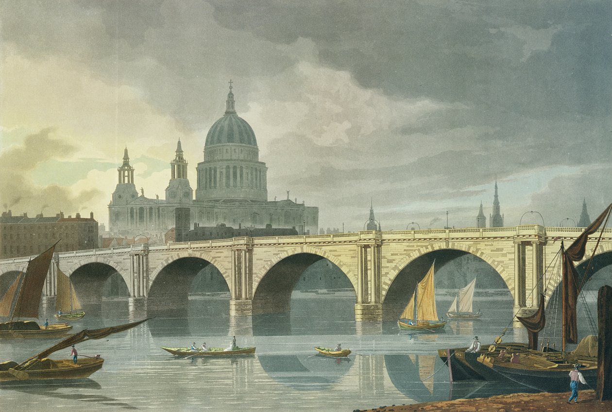 Vue sud-ouest de la cathédrale Saint-Paul et du pont de Blackfriars, 1810 - George Fennel Robson