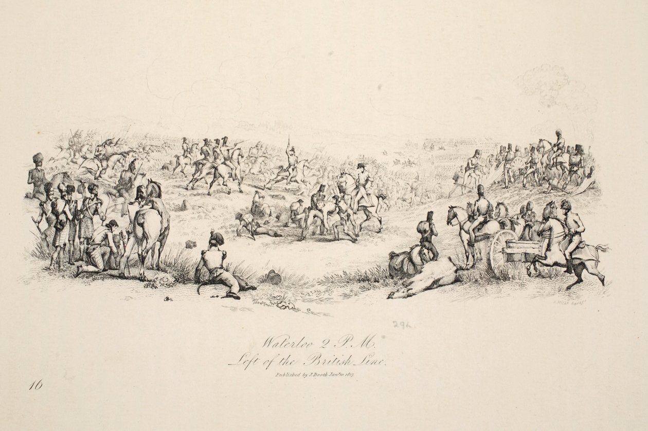 Waterloo, 14h, à gauche de la ligne britannique, pub. J. Booth, 1816 - George Jones