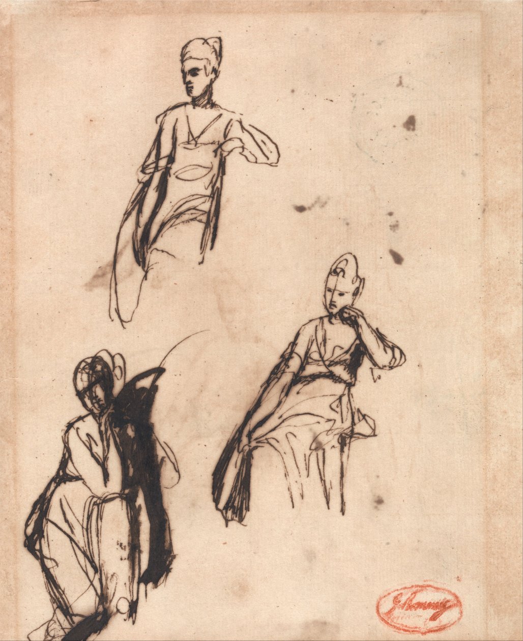 Femme assise - Trois poses - George Romney