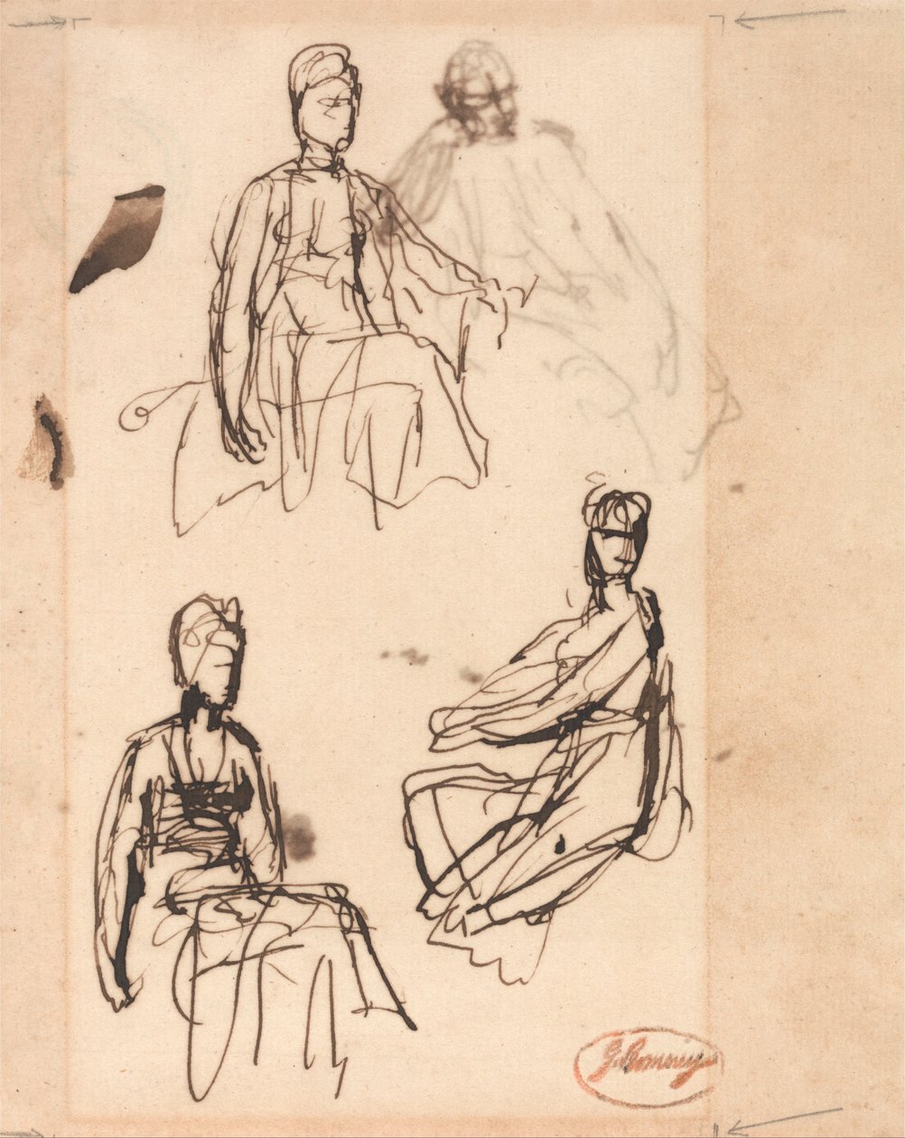 Femme assise - Trois études - George Romney