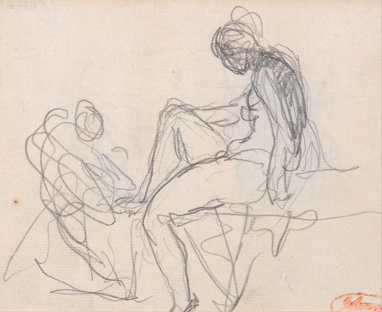 Deux figures - Probablement pour le bain de Diane - George Romney