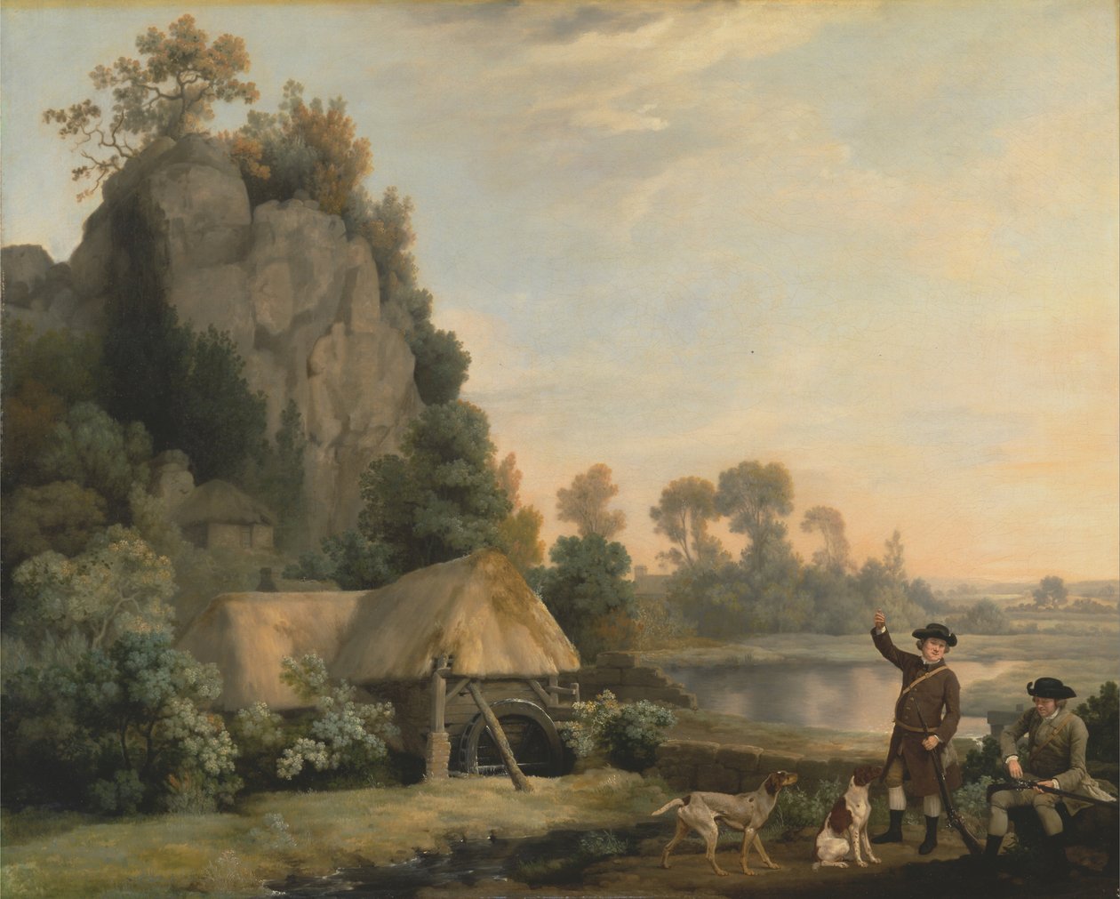 Deux gentlemen allant chasser, avec vue sur Creswell Crags, pris sur place - George Stubbs