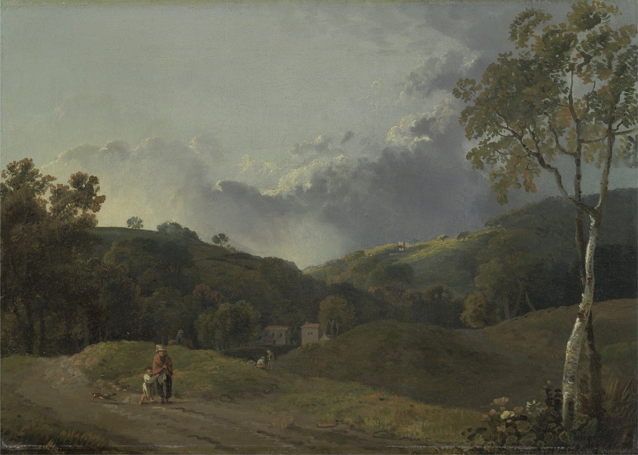 Paysage avec des paysans - George the Elder Barret