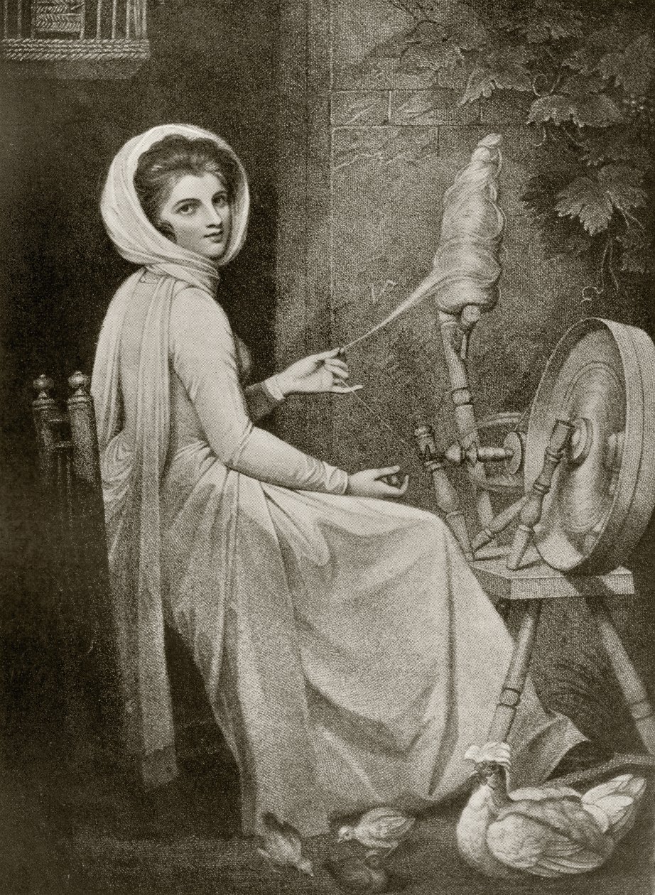 Lady Hamilton en tant que fileuse, gravée par Thomas Cheesman, d