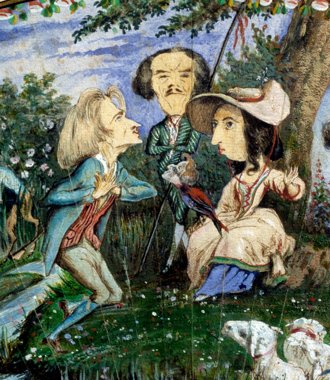 Éventail de caricatures peintes à la gouache par George Sand (Aurore ...