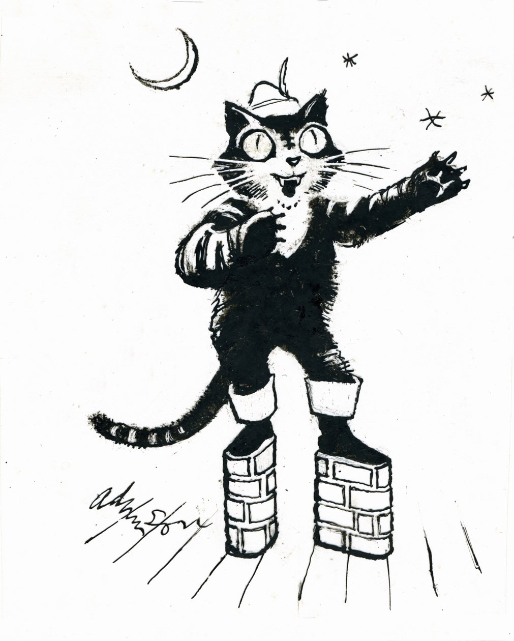 Le Chat botté (sur une plateforme en brique) - George Adamson