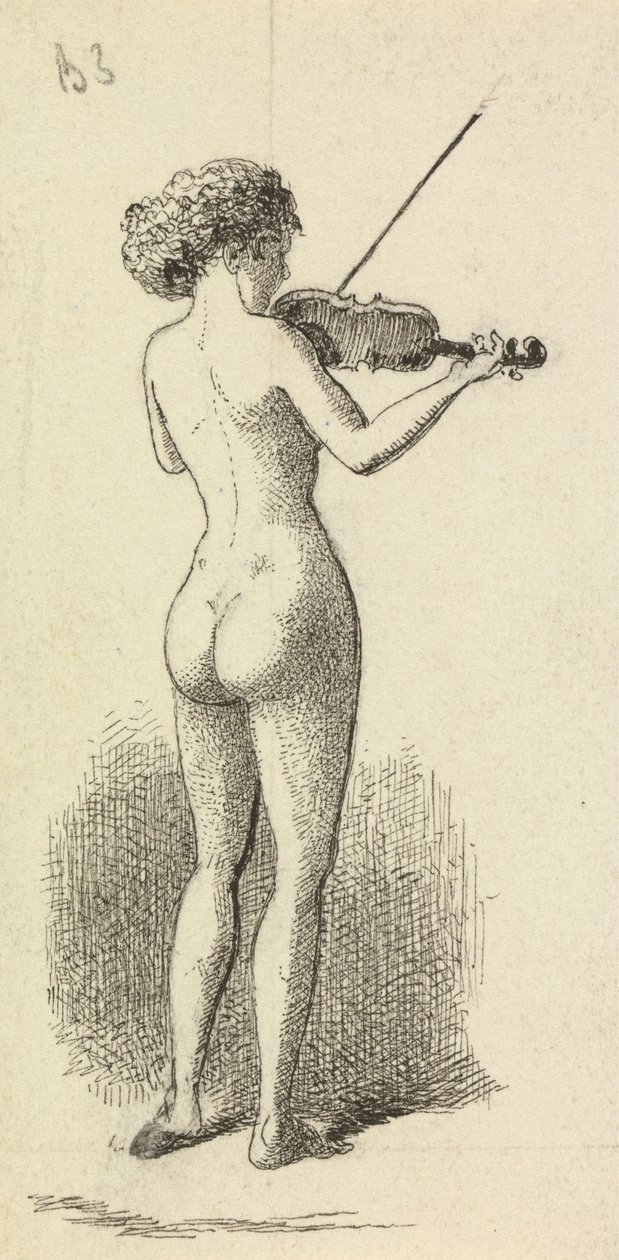 Femme nue jouant du violon - George Augustus Sala