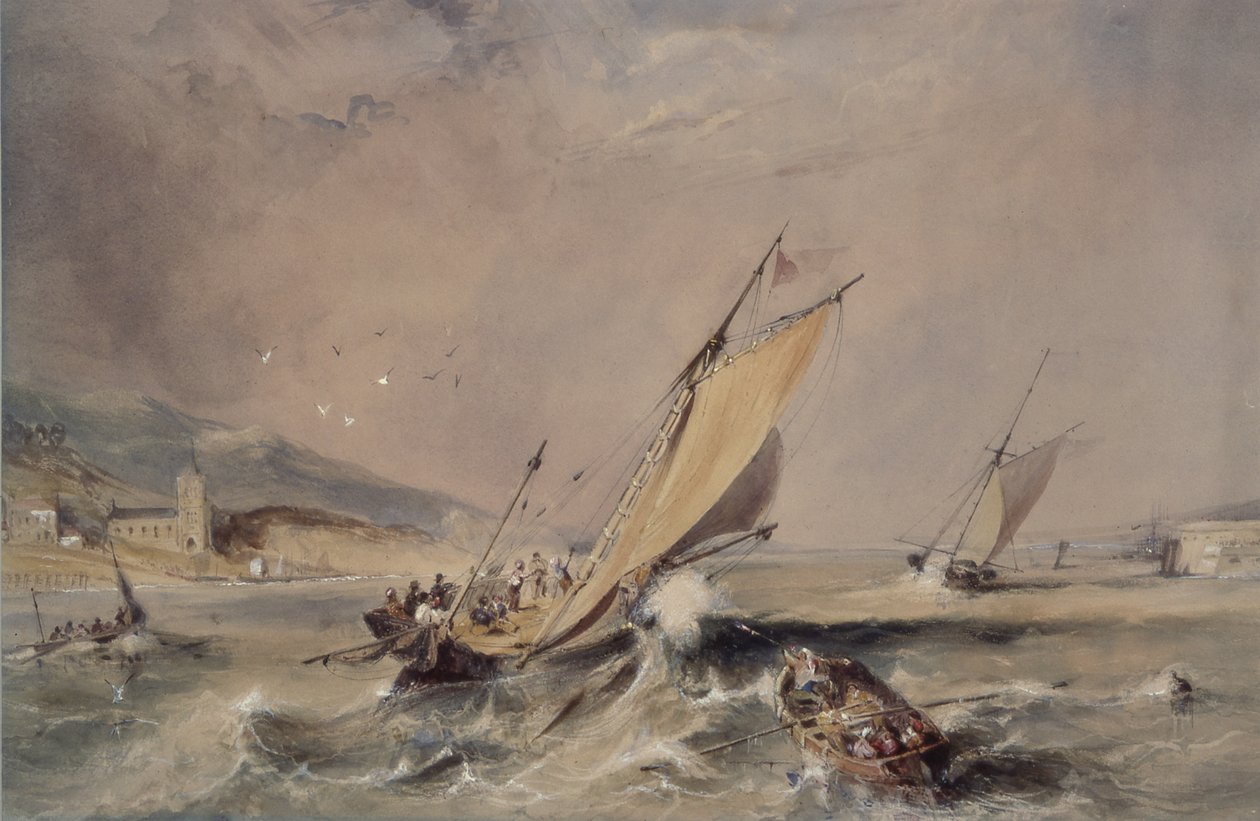 Scène côtière : Bateaux à l