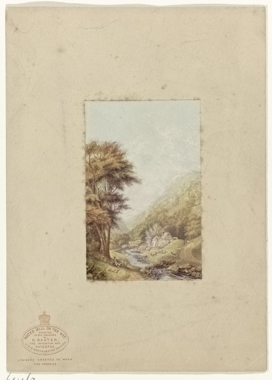 Paysage vallonné avec ruisseau - George Baxter