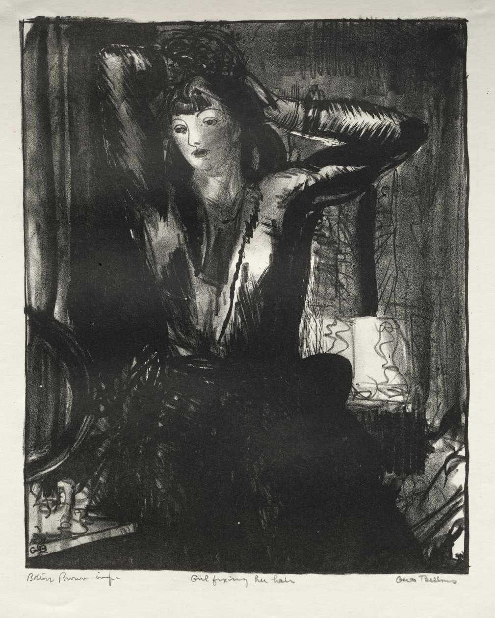 Jeune fille se coiffant - George Bellows