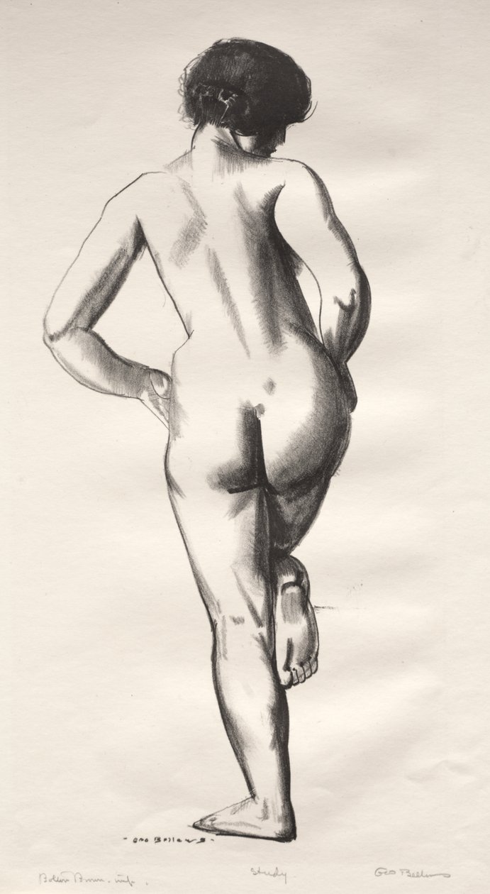 Étude de nu, jeune fille debout sur un pied - George Bellows