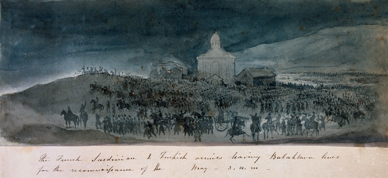 Les armées française, sarde et turque quittant les lignes de Balaklava pour une reconnaissance, vers 1854 - George Cadogan