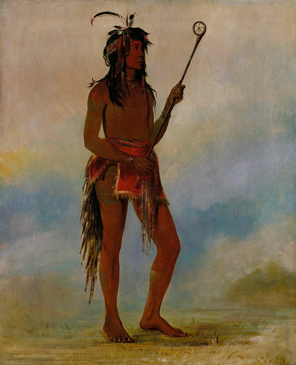 Ah-nó-je-nahge, celui qui se tient des deux côtés, un joueur de balle distingué - George Catlin