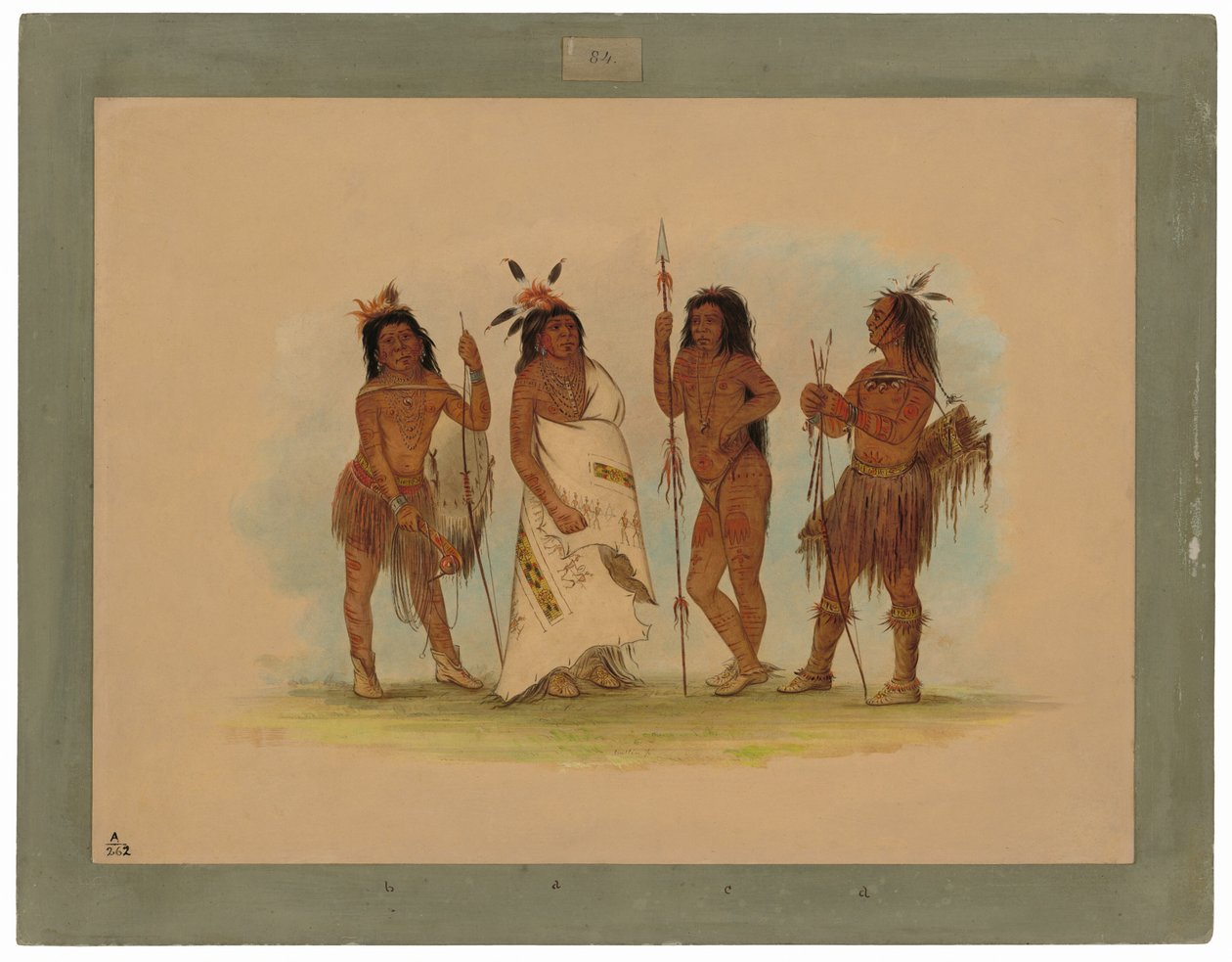 Chef apache et trois guerriers - George Catlin