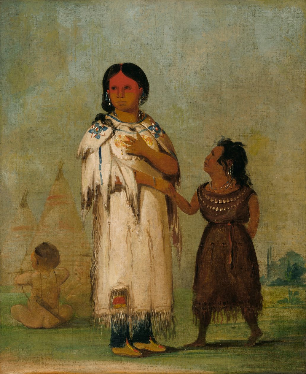 Femme et enfant assiniboin - George Catlin