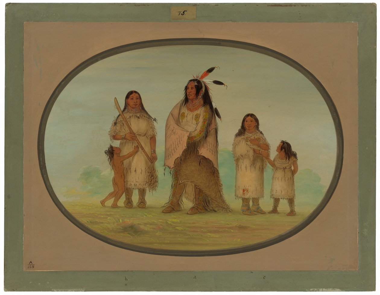 Guerrier Assinneboine et sa famille - George Catlin