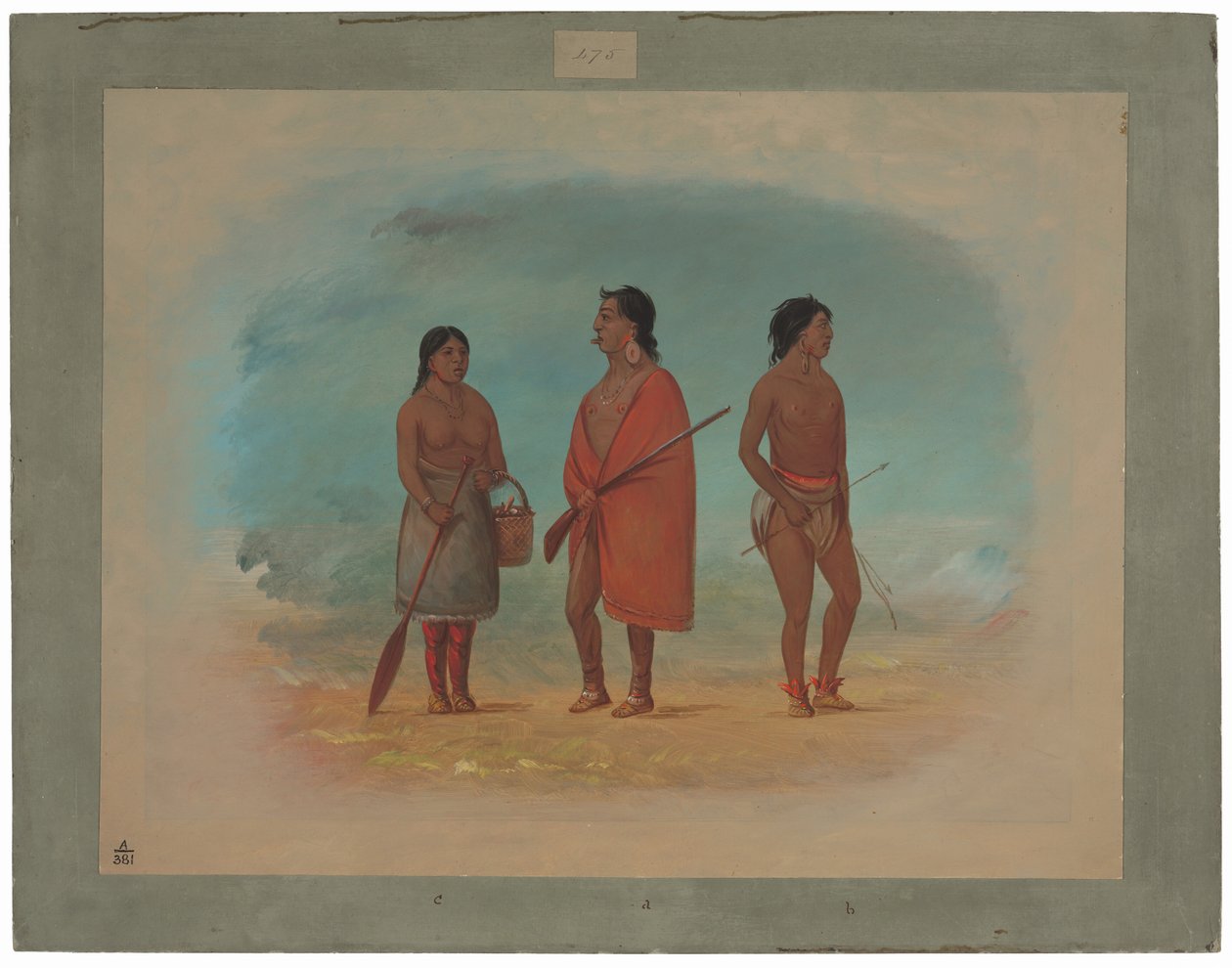 Chef Botocudo, sa femme et un jeune homme - George Catlin