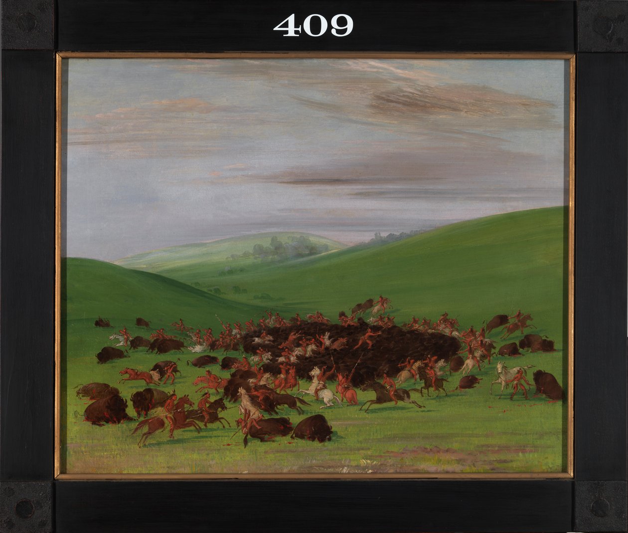 Chasse au bison, une entourée par les Hidatsa, 1832-1833 - George Catlin