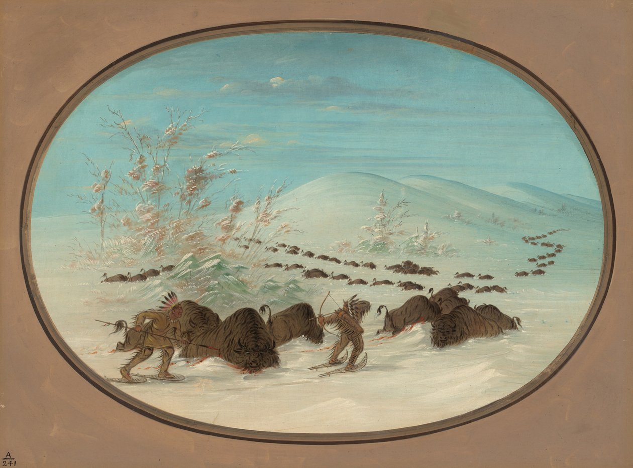 Chasse au bison dans les congères - Ojibbeway, 1861-1869 - George Catlin
