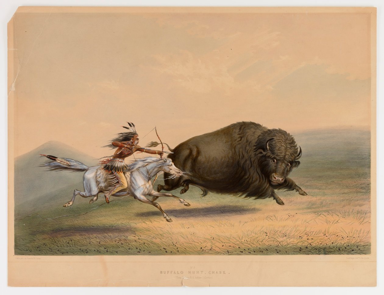 Chasse aux bisons, Chase--no. 5 - George Catlin
