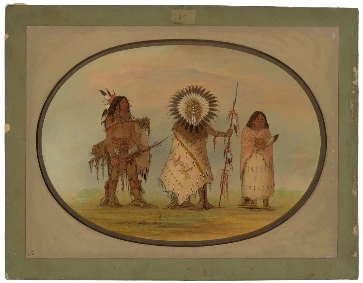 Chef Crow, sa femme et un guerrier - George Catlin