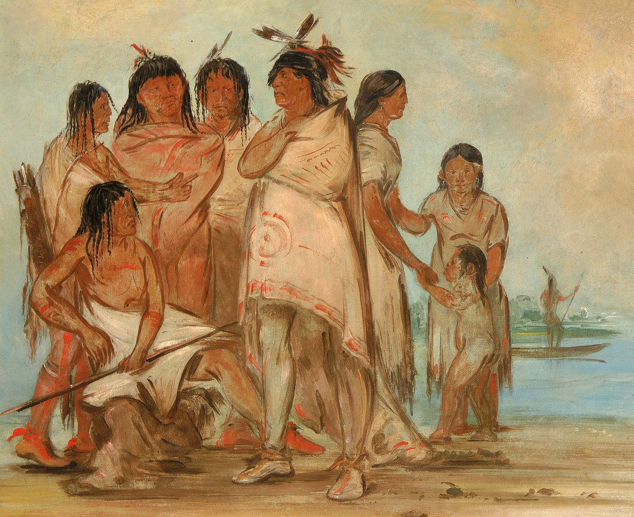 Du-cór-re-a, chef de la tribu, et sa famille - George Catlin