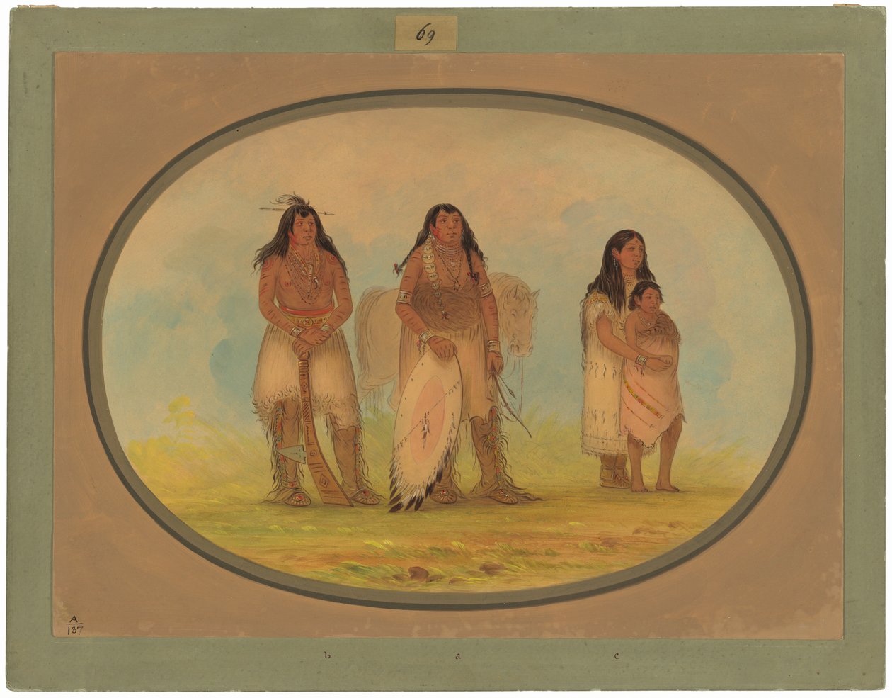 Quatre Indiens Kiowa - George Catlin