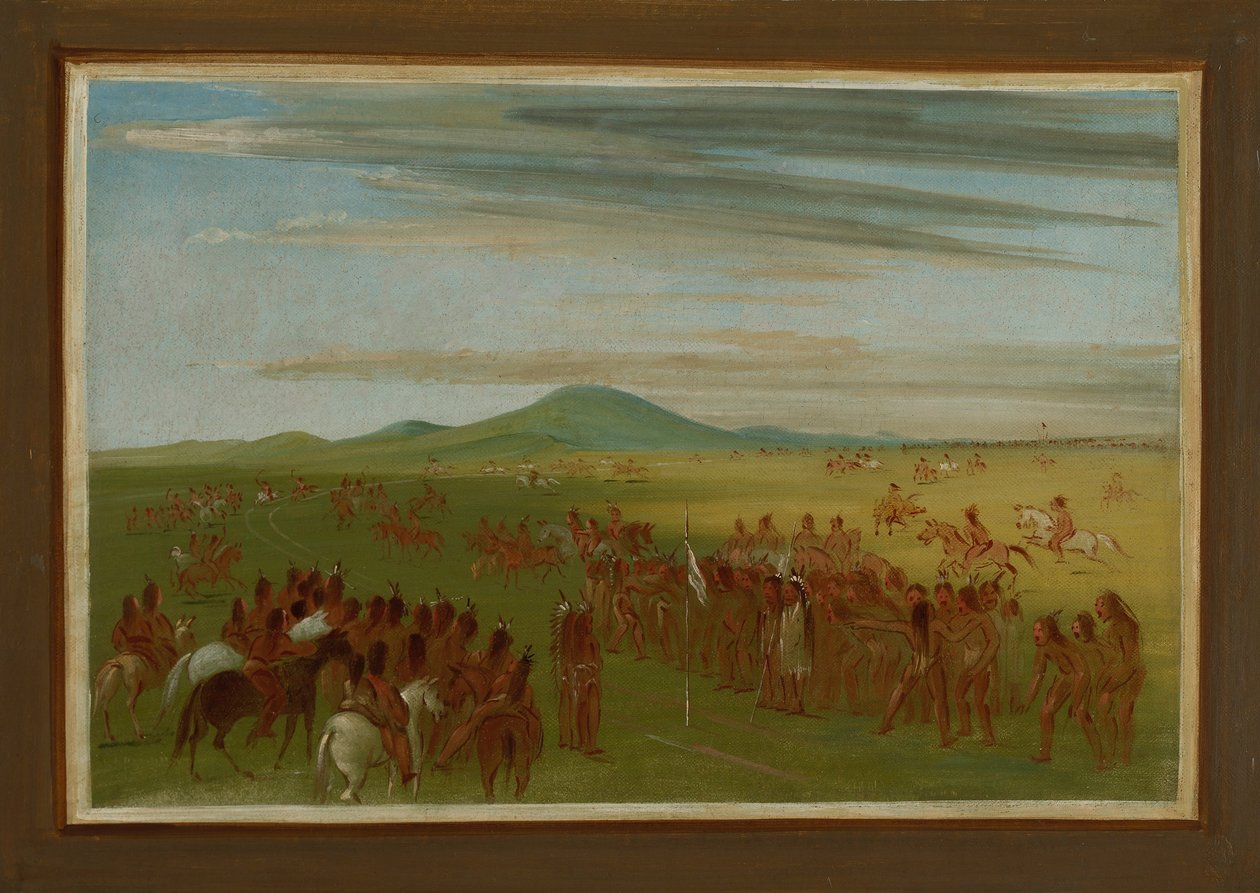 Courses de chevaux sur un parcours situé derrière le village de Mandan - George Catlin