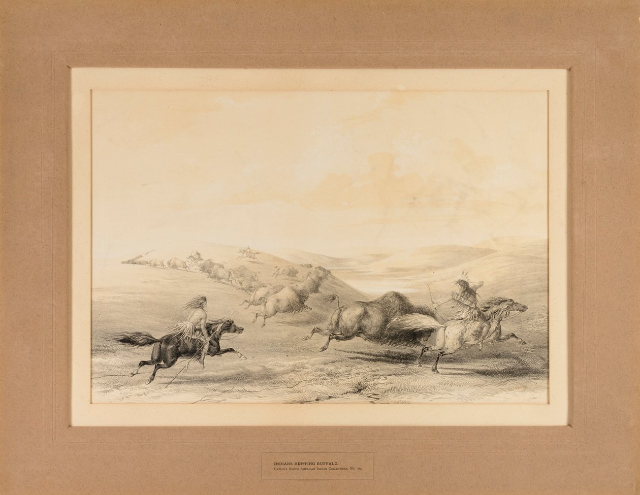 Indiens chassant le buffle--no. 29 - George Catlin