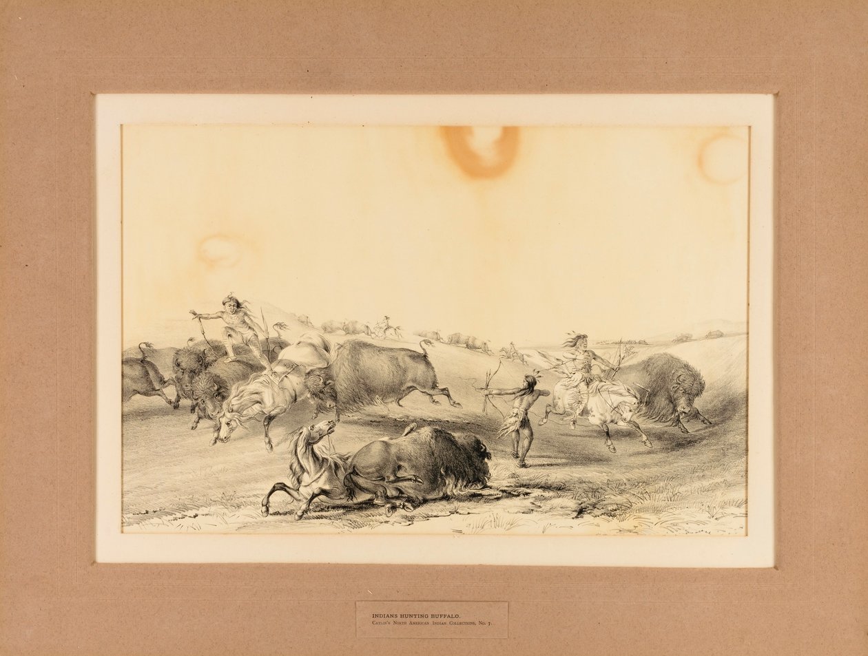 Indiens chassant le buffle--no. 7 - George Catlin