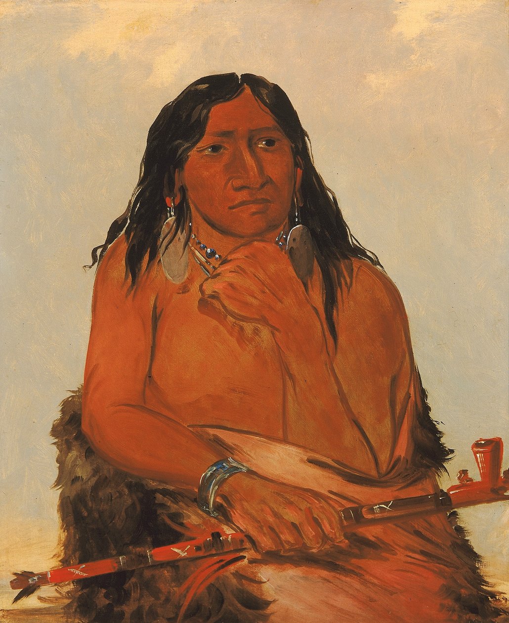 Is-sa-wáh-tám-ah, Loup attaché avec des cheveux, un chef - George Catlin