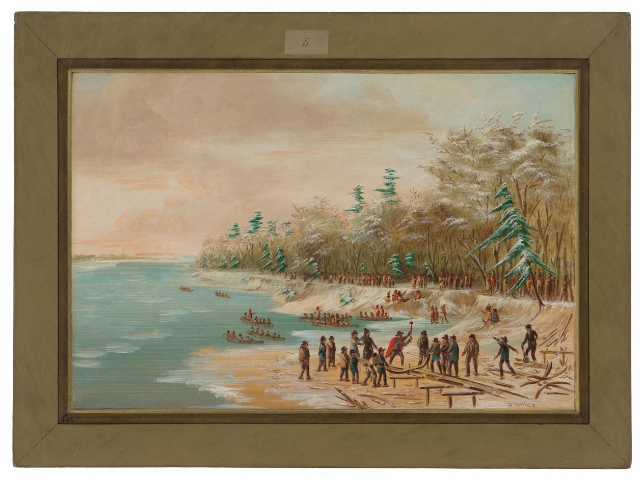 La Salle enfonce le premier clou du Griffin.  26 janvier 1679 - George Catlin