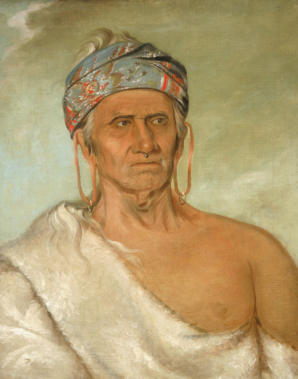 Lay-láw-she-kaw, remonte la rivière, un chef âgé - George Catlin