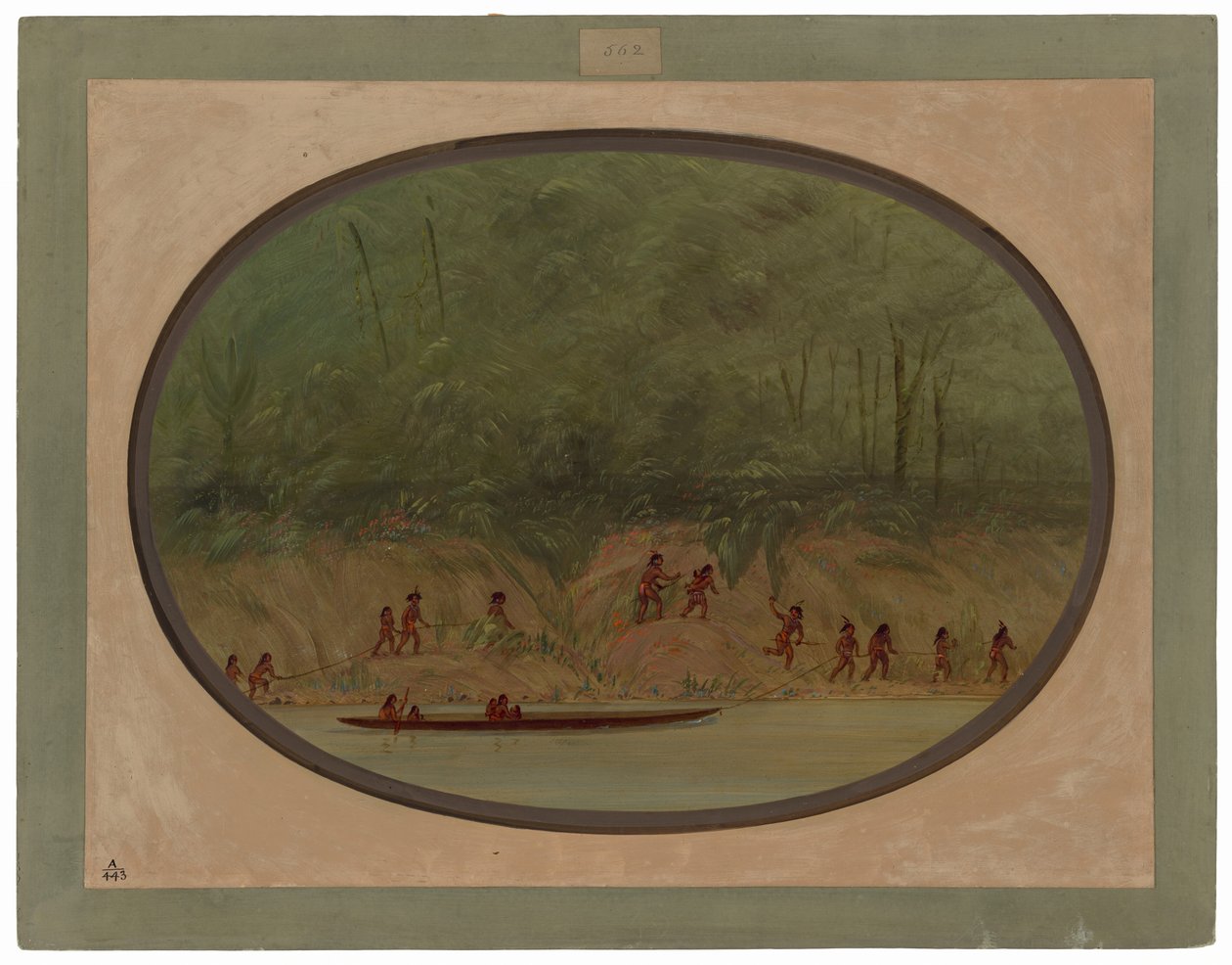 Les Indiens Lengua remontant les rapides du Rio Uruguay - George Catlin
