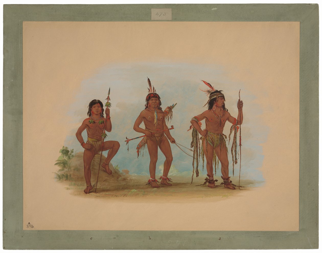 Homme-médecine Lengua avec deux guerriers - George Catlin