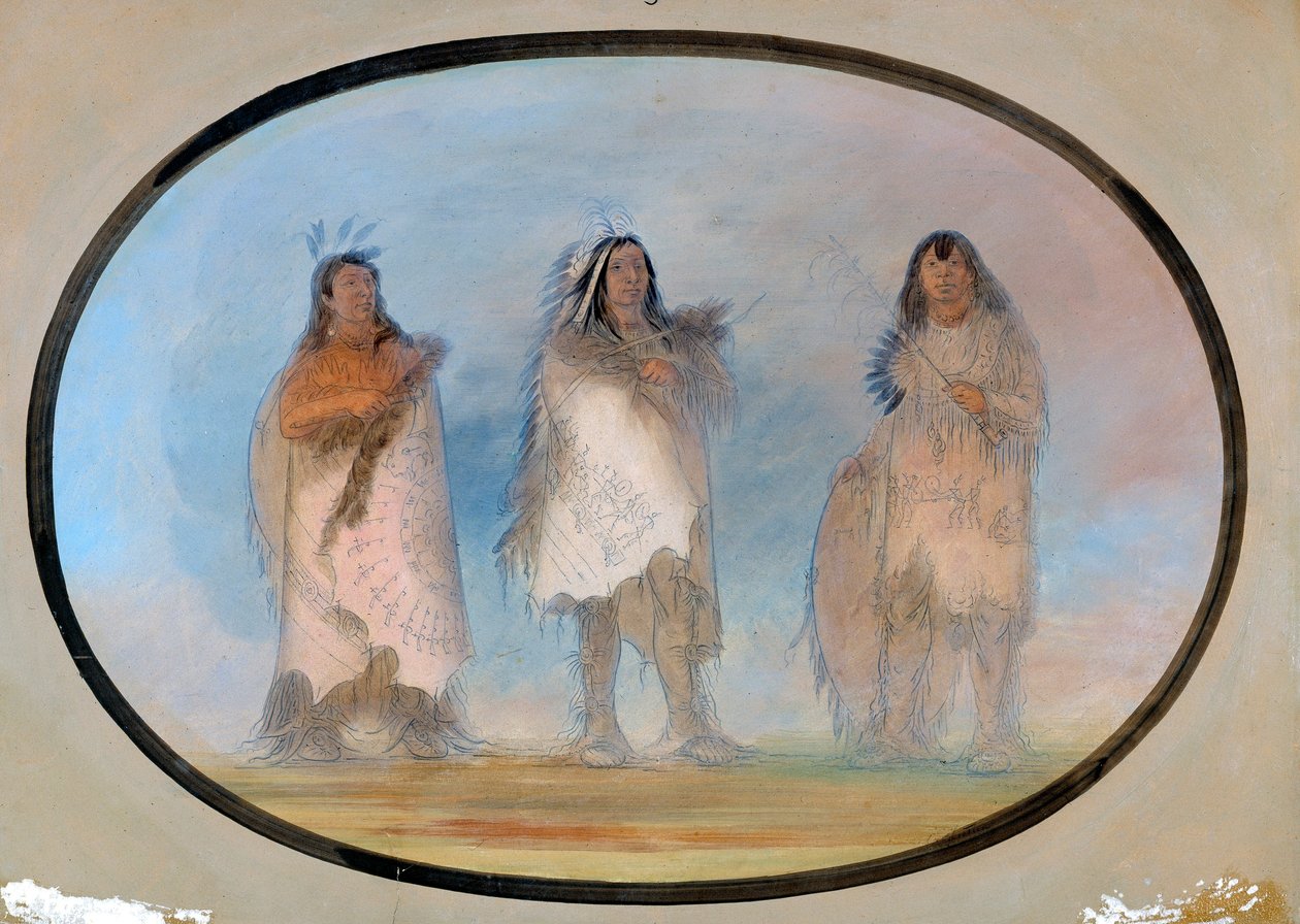 Little Bear, Steep Wind, The Dog ; Trois guerriers distingués de la tribu des Sioux - George Catlin