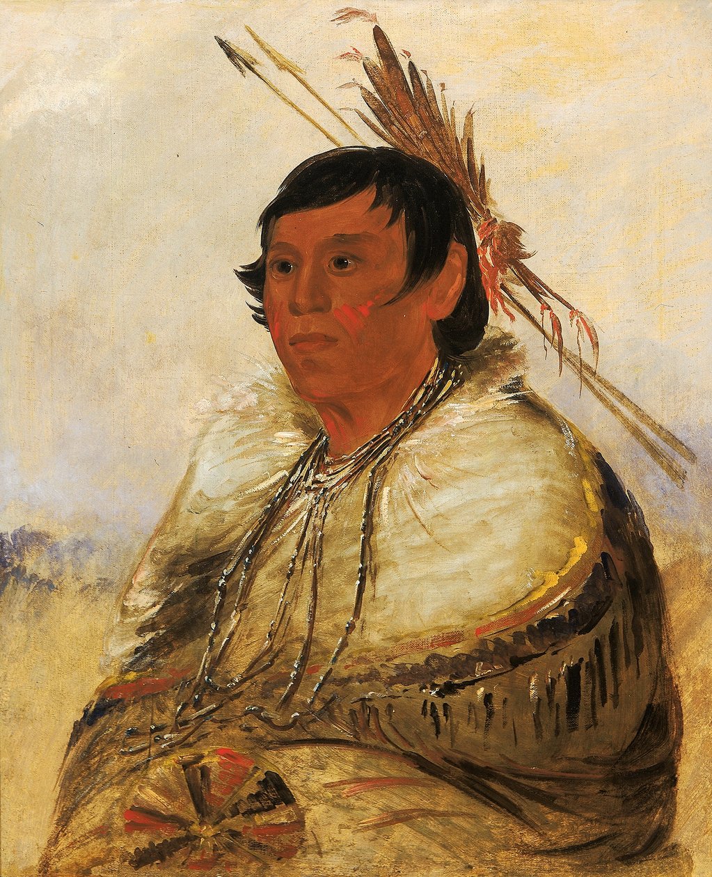 Ni-a-có-mo, Fixer avec le pied, un brave - George Catlin